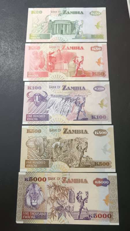 5 x Zambia notes