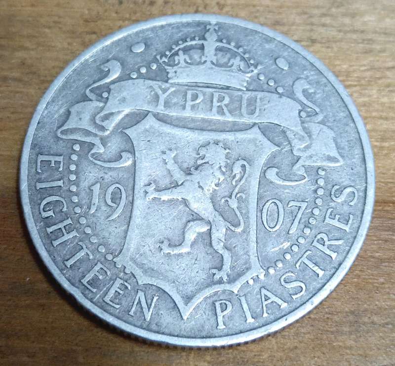 cyprus 1907 eighteen piastres