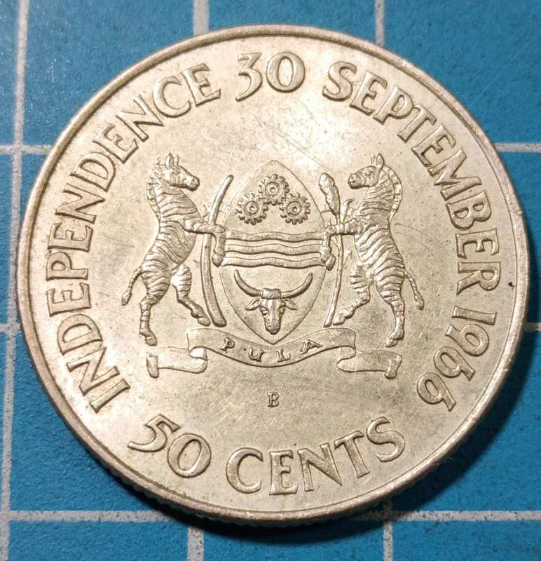 Botswana 1966 independence 50 cent - silver