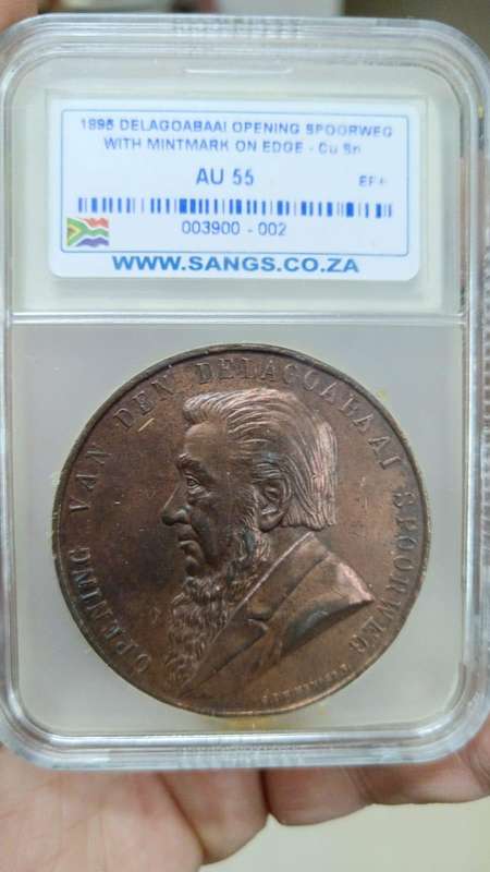1895 Opening of Delagoa Bay Railways Bronze Medallion graded AU55