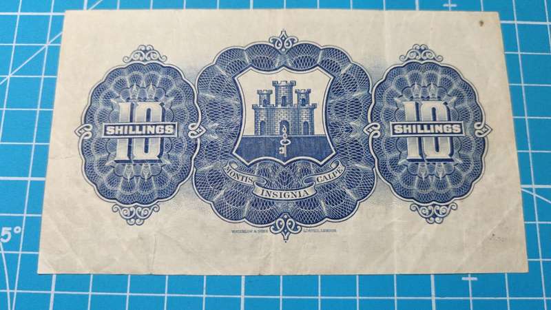 Gibraltar 10 Shillings 1942 note