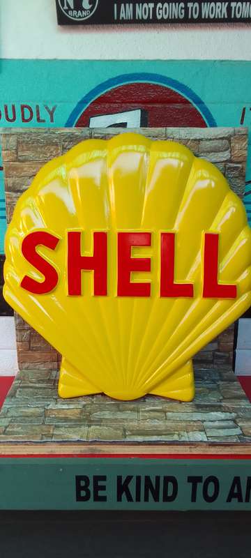 large 60cmx56cm shell garage embossed sign,