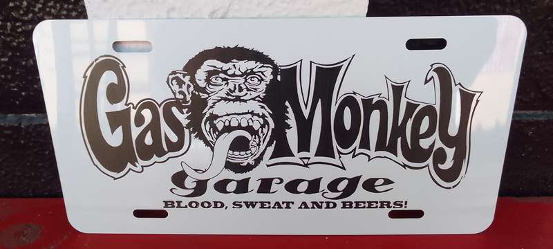 gas monkey number plate. aluminium