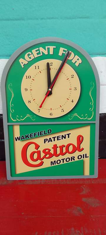 castrol advertising clock, works