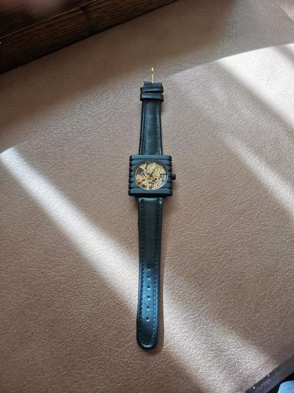 Vintage 1990s new old stock mechanical skeleton watch