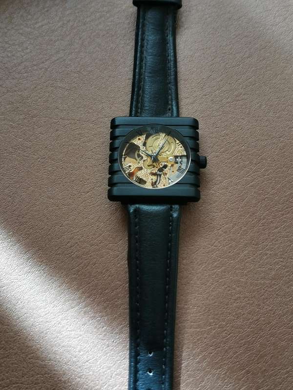 Vintage 1990s new old stock mechanical skeleton watch