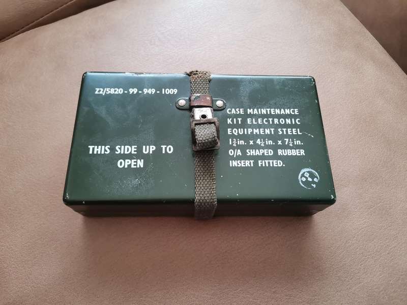 Vintage British army vehicle bulb and fuse steel tin