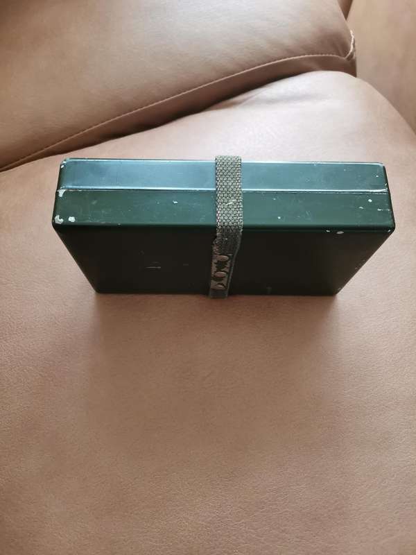 Vintage British army vehicle bulb and fuse steel tin