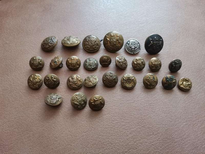27 brass military buttons