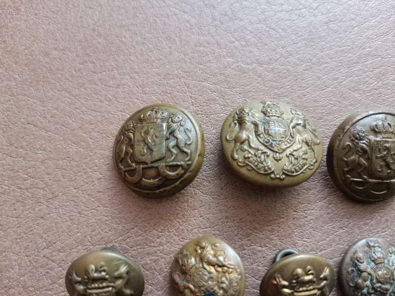 27 brass military buttons