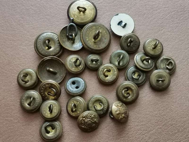 27 brass military buttons