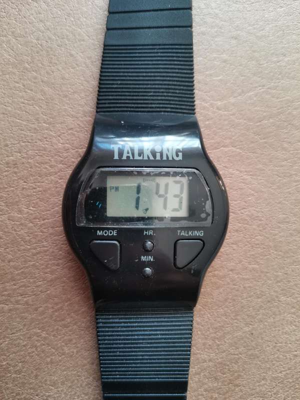 Vintage 1980s Talking digital alarm watch new old stock
