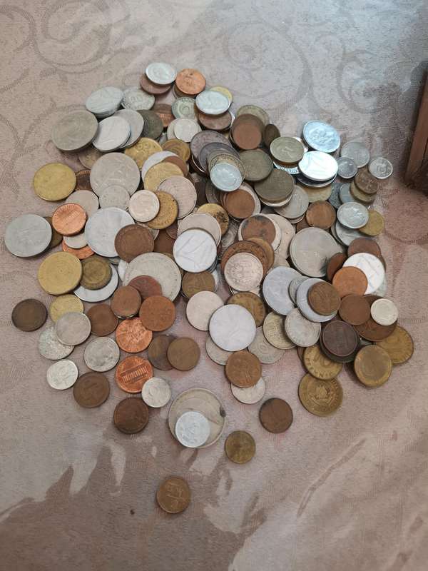 225 International Coins Including Treasure Chest - Deceased Estate Item