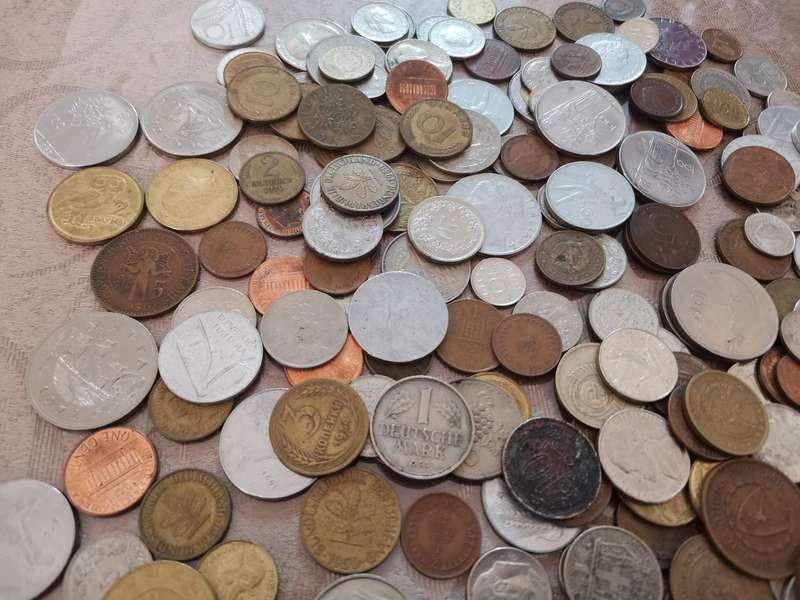225 International Coins Including Treasure Chest - Deceased Estate Item