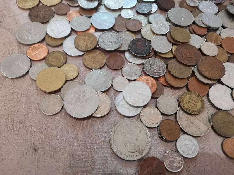 225 International Coins Including Treasure Chest - Deceased Estate Item