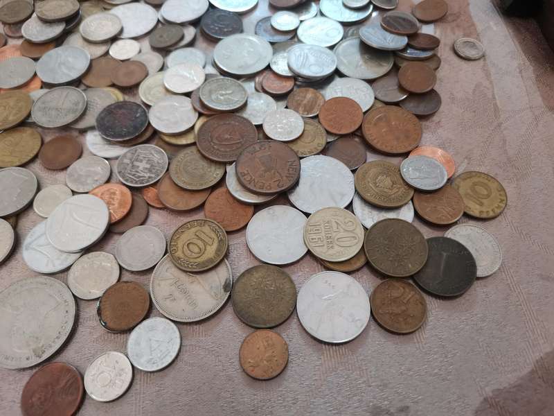 225 International Coins Including Treasure Chest - Deceased Estate Item