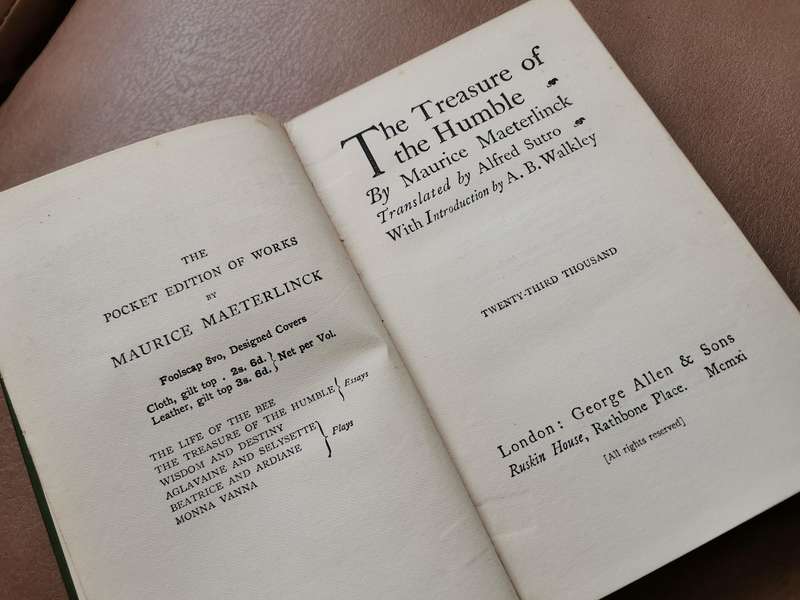 1911 the treasure of the humble by Maurice maeterlink