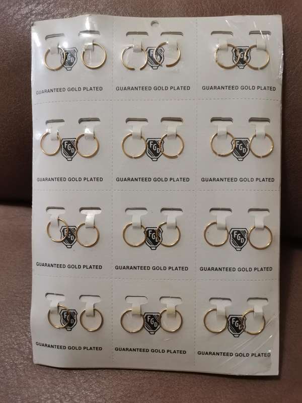 Vintage 1980s FGD Gaurentee gold plated earrings 144 pairs new old stock
