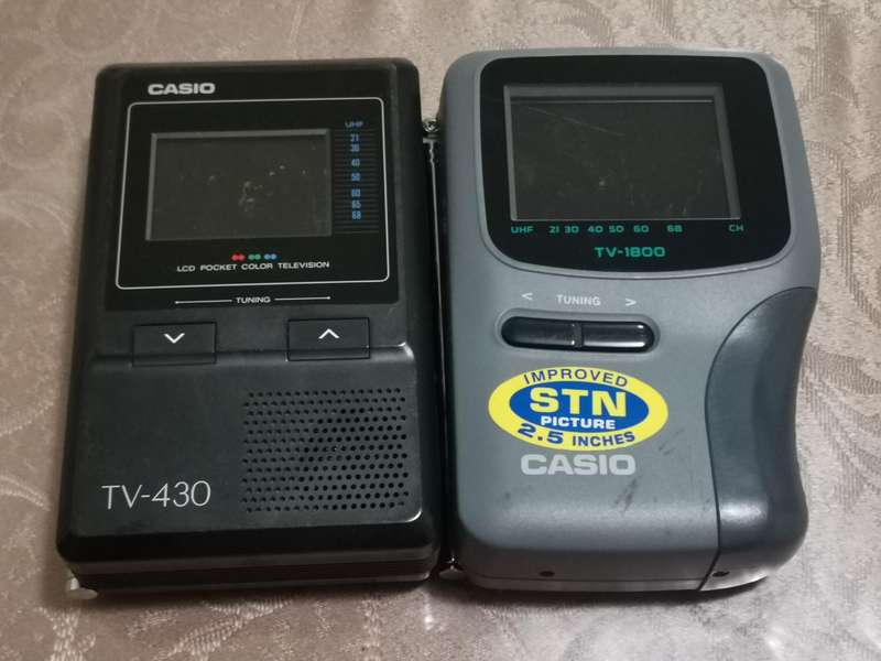 Two vintage casio portable / handheld TV sets