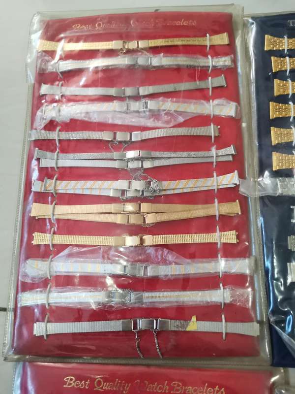Bulk lot 1980s new old stock watch bracelets in original packaging