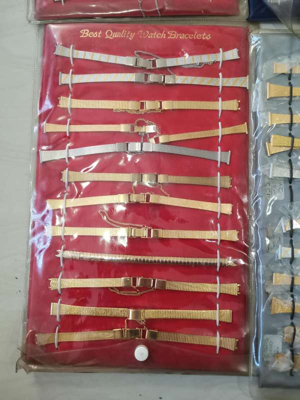 Bulk lot 1980s new old stock watch bracelets in original packaging