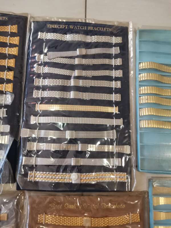 Bulk lot 1980s new old stock watch bracelets in original packaging