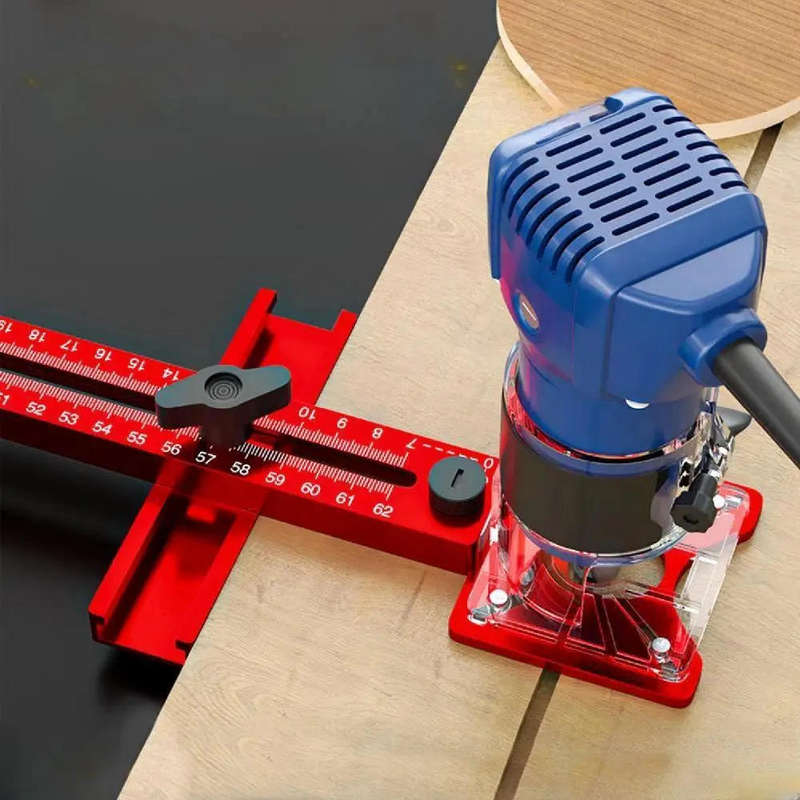 Premium Aluminum Alloy 2-In-1 Extended Trim Router Circle & Groove Milling Jig with Trimmer Base