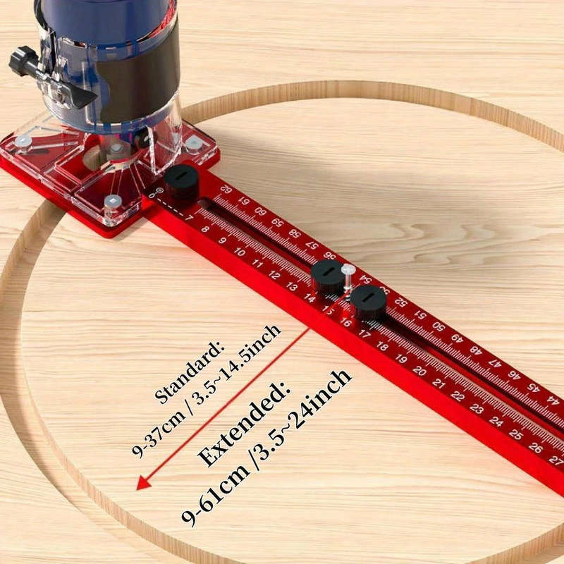 Premium Aluminum Alloy 2-In-1 Extended Trim Router Circle & Groove Milling Jig with Trimmer Base
