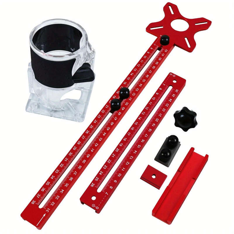 Premium Aluminum Alloy 2-In-1 Extended Trim Router Circle & Groove Milling Jig with Trimmer Base