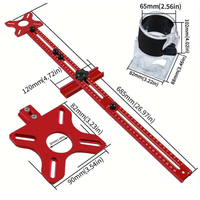 Premium Aluminum Alloy 2-In-1 Extended Trim Router Circle & Groove Milling Jig with Trimmer Base