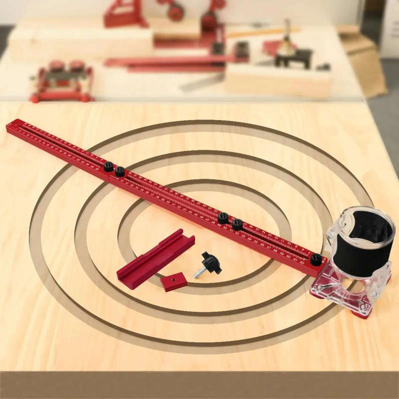 Premium Aluminum Alloy 2-In-1 Extended Trim Router Circle & Groove Milling Jig with Trimmer Base