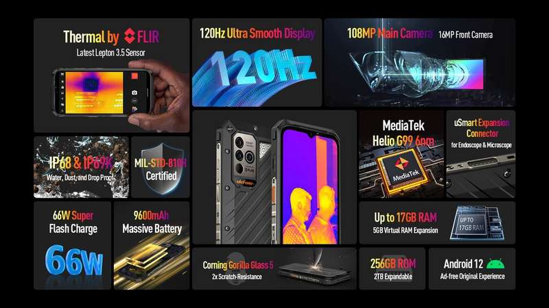 UleFone Armor 19T, Rugged Smartphone with Thermal Flir Imaging Camera