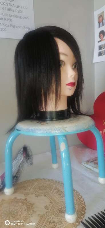 Wig, Human hair, 16 inch, black