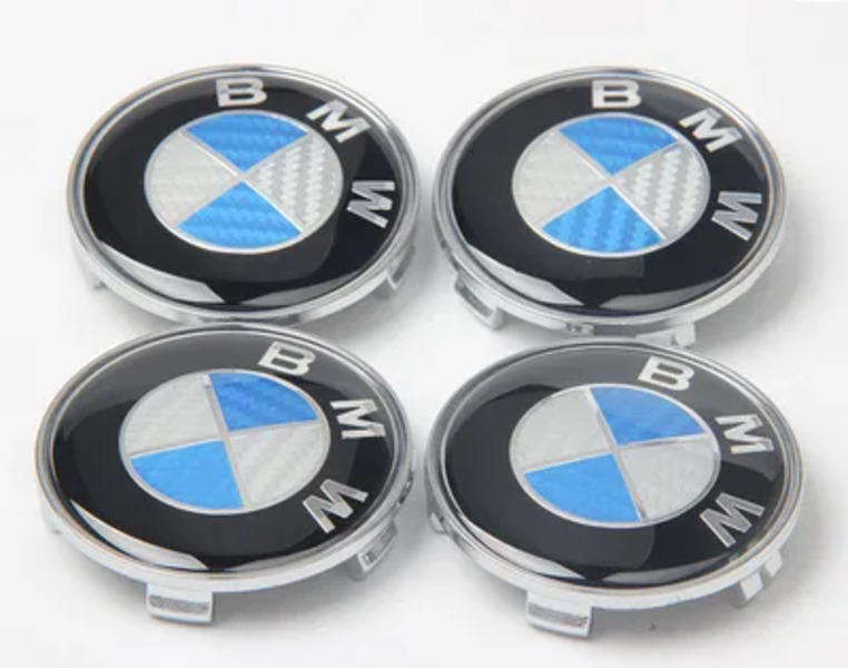 BMW Blue Carbon centre caps-68mm-4pk compatible with BMW vehicles