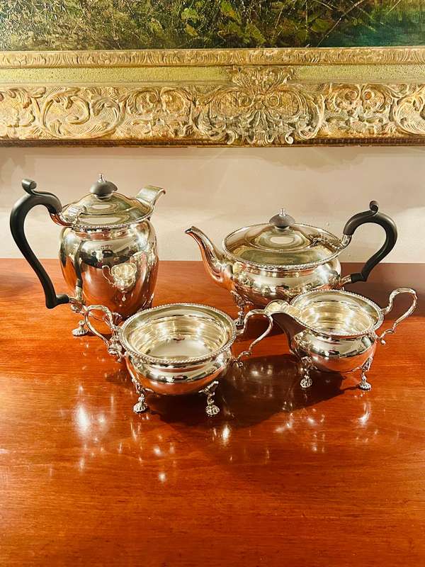 George VI 4-piece Sterling Silver Tea Service by Sheffield