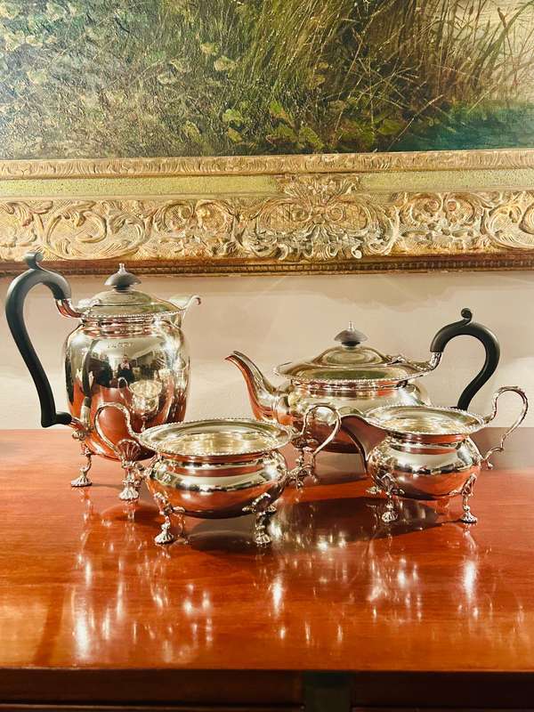 George VI 4-piece Sterling Silver Tea Service by Sheffield