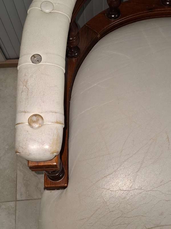 Vintage Leather Chesterfield Style Office Chair - Dove Grey - Solid Warm Wood Frame