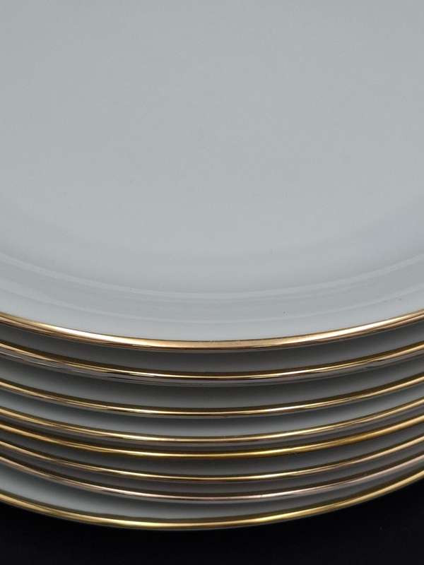 Vintage KPM Krister Germany Ivory Porcelain 54 piece dinnerware & tea cup set - gold trim