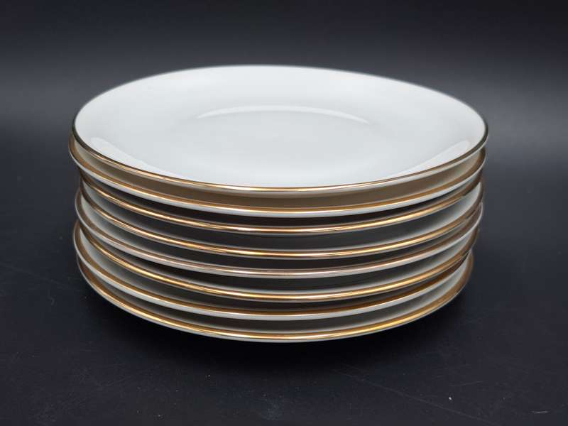 Vintage KPM Krister Germany Ivory Porcelain 54 piece dinnerware & tea cup set - gold trim