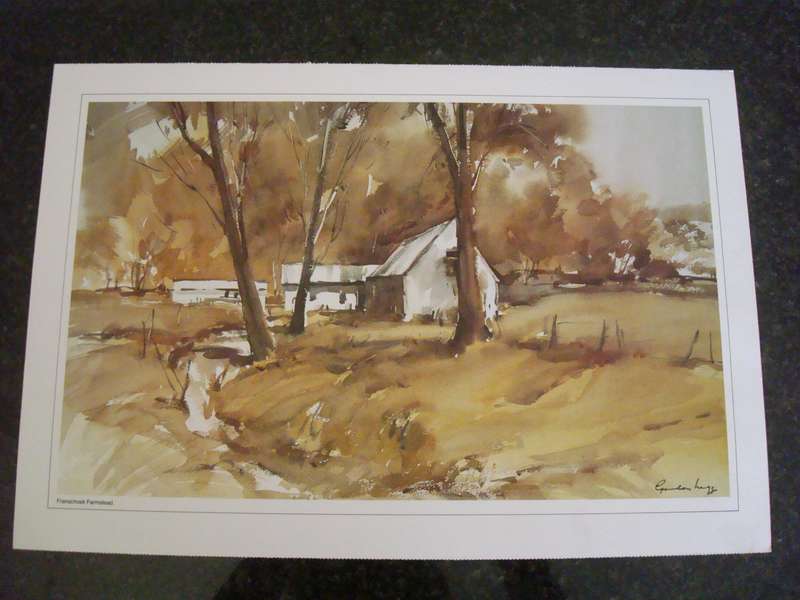 Gordon Legg calendar print titled: Franschoek Farmstead
