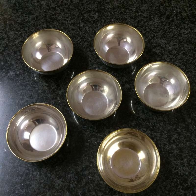 Six silver-plated finger bowls