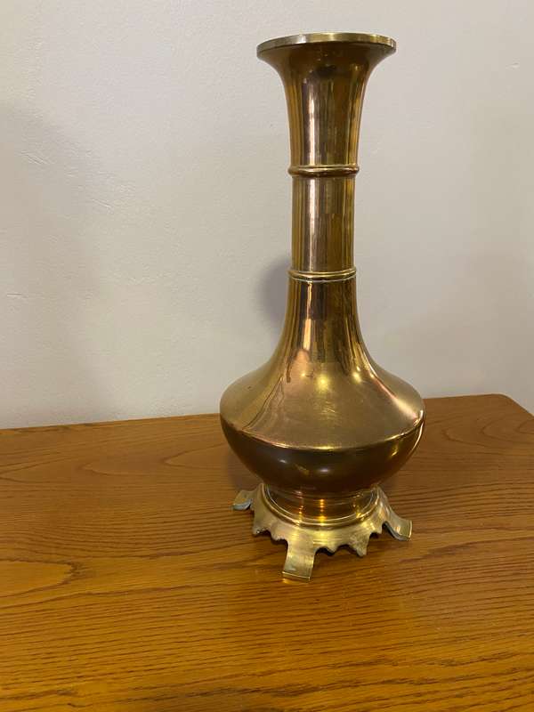 Solid brass heavy large vase