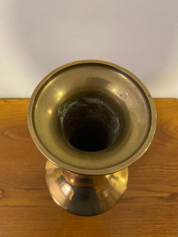 Solid brass heavy large vase