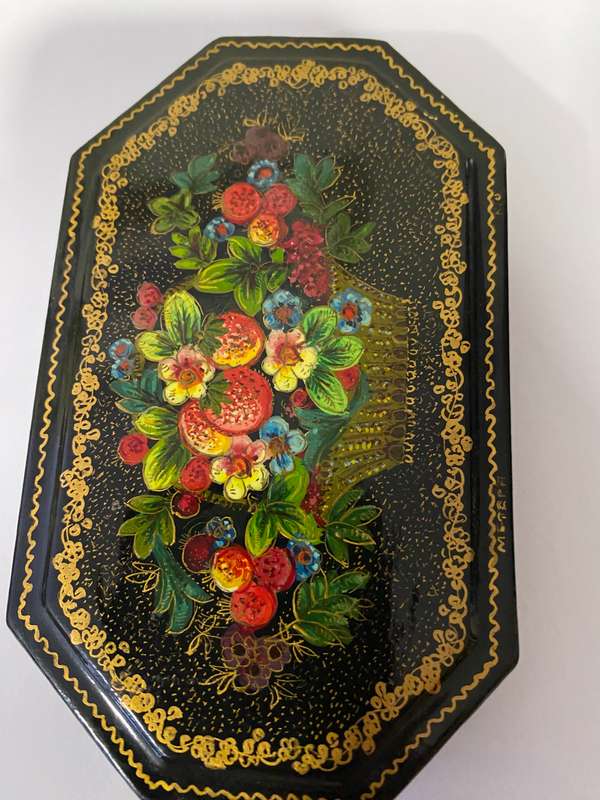 Ukranian folk art painted trinket box