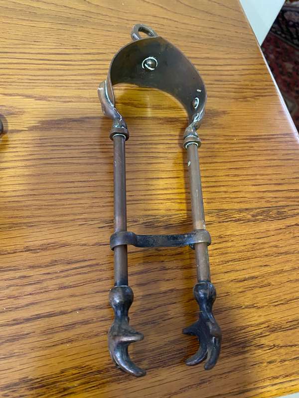 Solid Copper fireplace andiron set