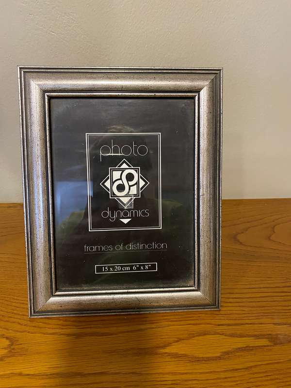 Silver-finished wooden picture frame
