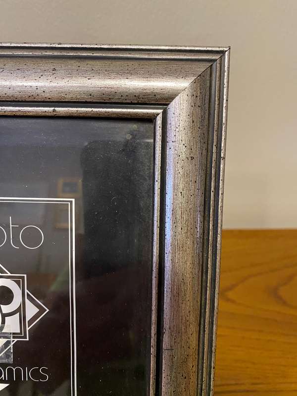 Silver-finished wooden picture frame
