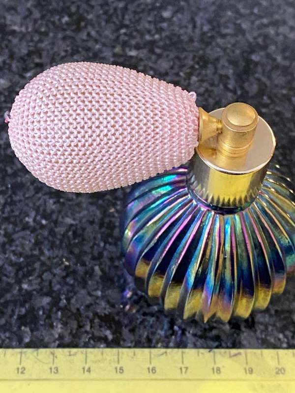 Carnival glass antique perfume atomiser