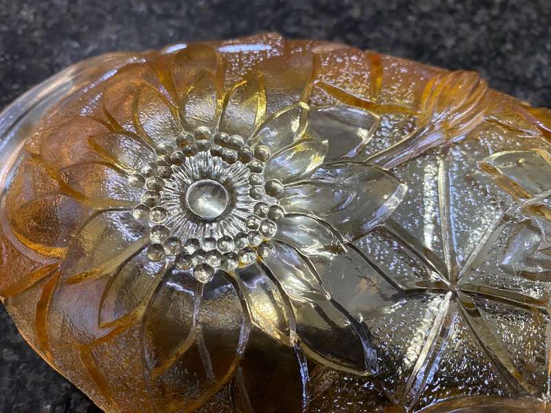 Carnival glass pickle dish