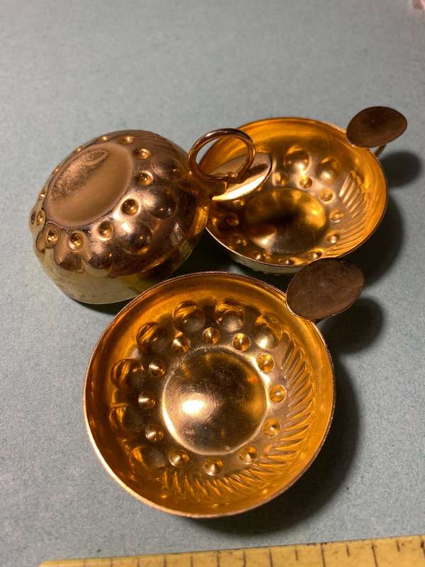 Wine tasting cups: sommelier`s Set of 6 embossed metal wine tasting cups